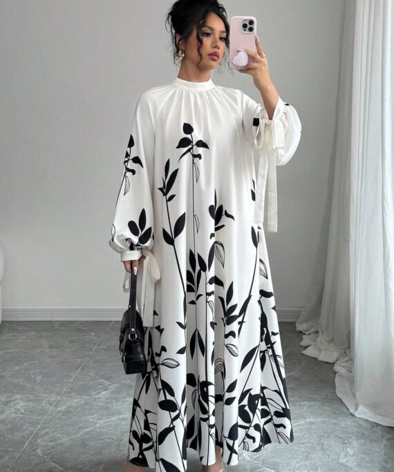 Robe Longue à Manches Lanternes